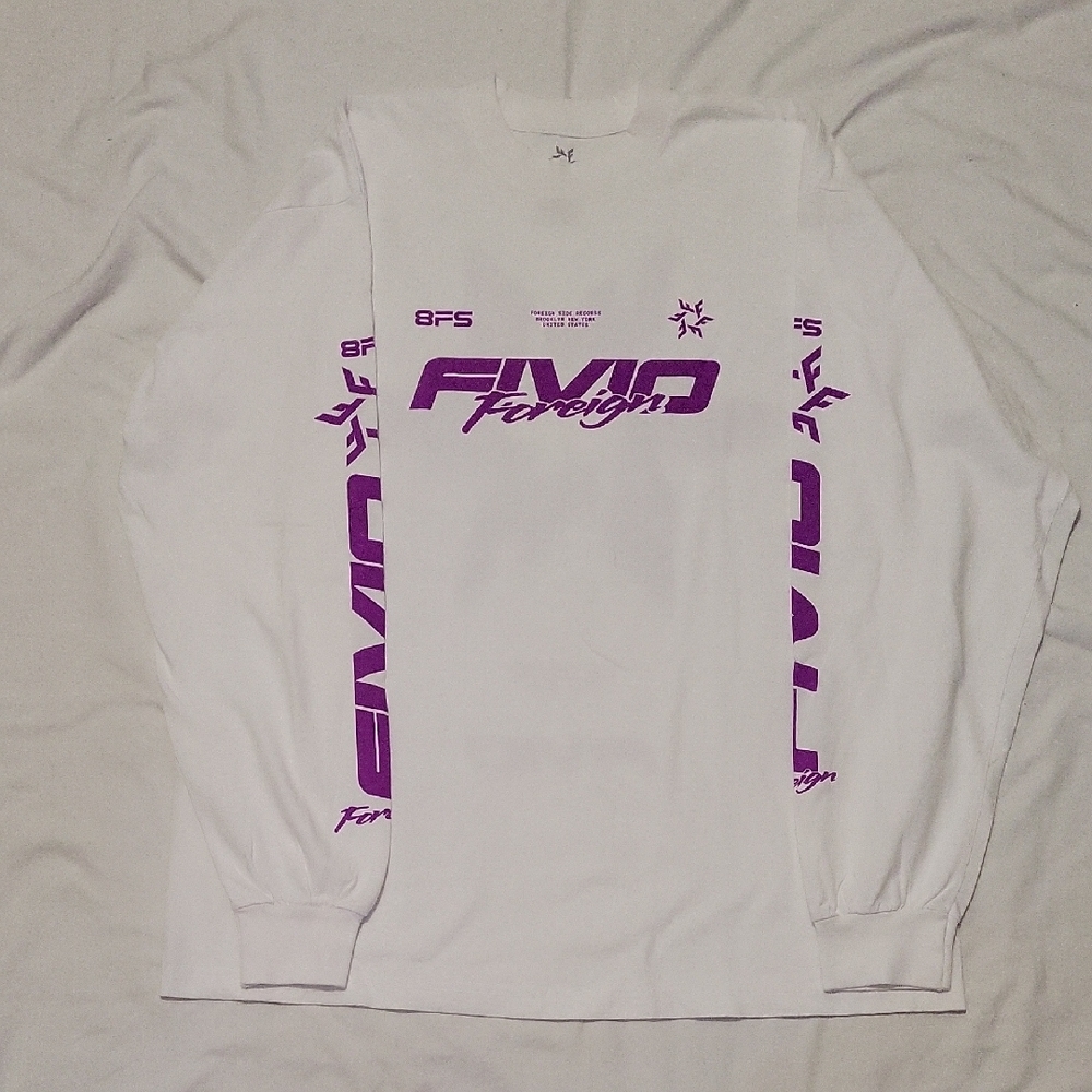 Fivio Foreign Long Sleeve Shirt White And Purple Mens Large